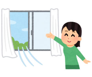 換気をする女性